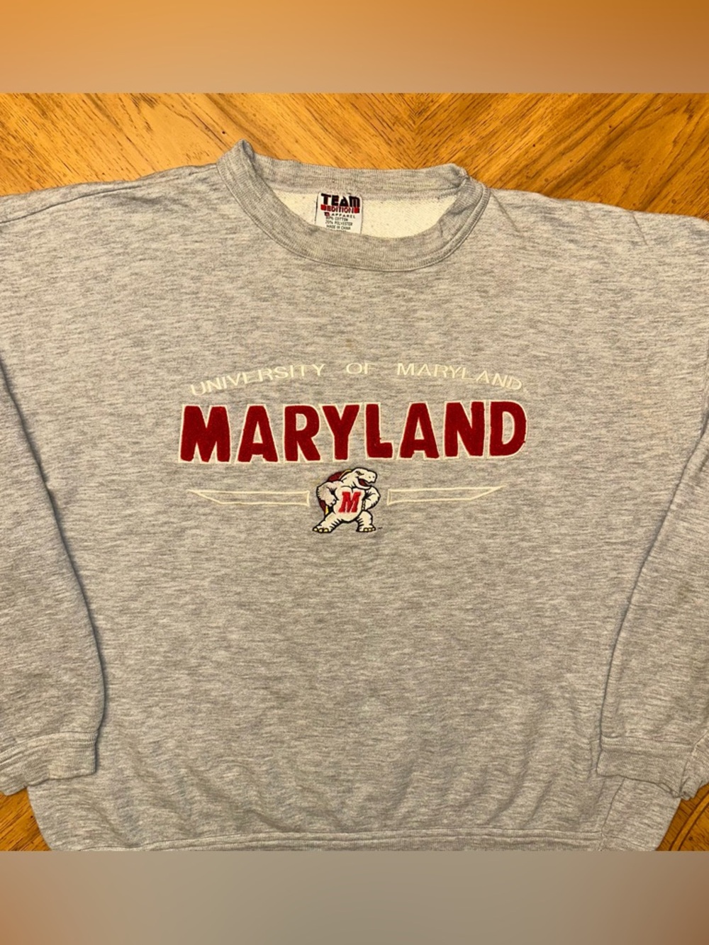 Vtg Maryland Terrapins Sweatshirt Mens XL Gray Embroidered Team Edition Apparel